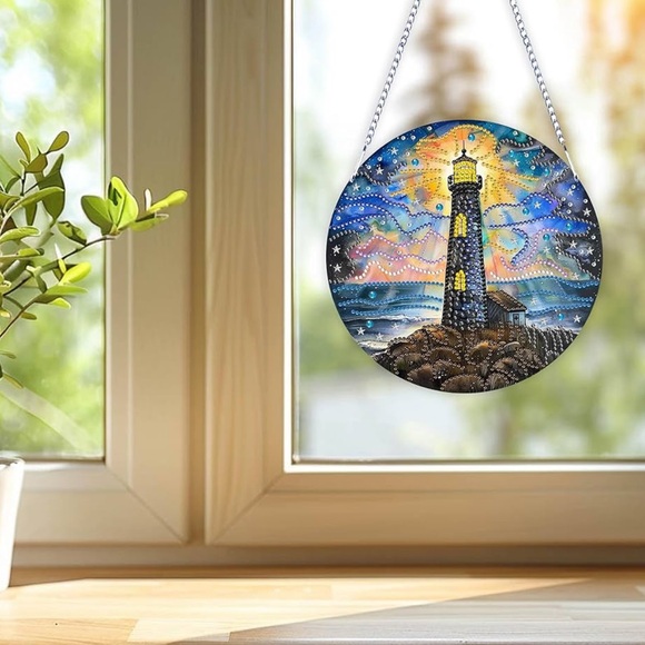 DIY Hanging Diamonds Painting Pendant Kit Lighthouse, - Picture 2 of 4
